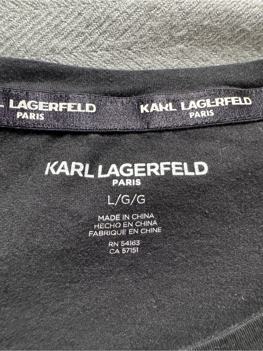 Karl Lagerfeld Black Embossed Logo Short Sleeve Tee - Picture 6 of 7